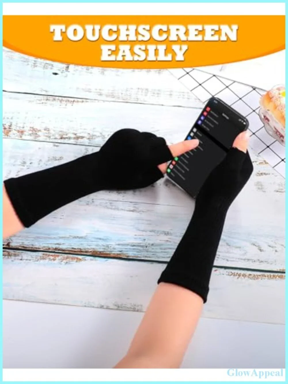 2 Pair Fingerless Gloves Women Long Knit Arm Warmers Stretchy Acrylic